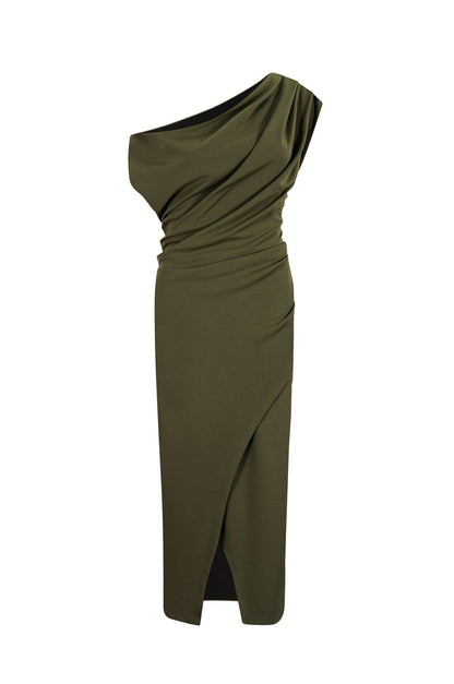 Roslyn Off Shoulder Midi Dress Military Green