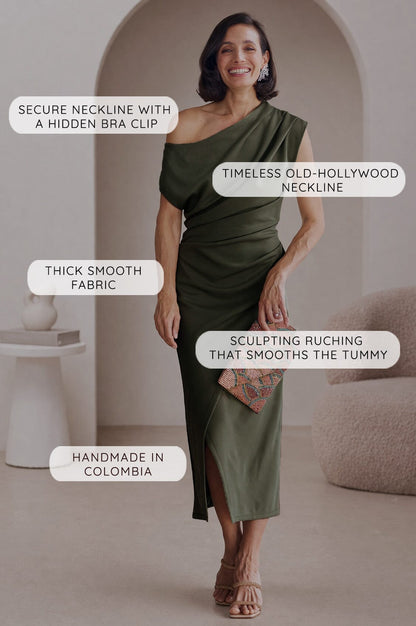 Roslyn Off Shoulder Midi Dress Champagne