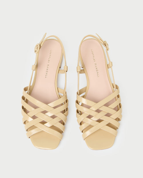 Shelly Bisque Leather Flat Sandal