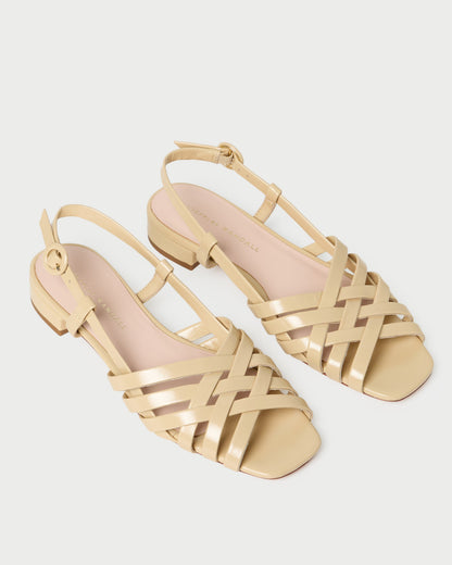 Shelly Bisque Leather Flat Sandal