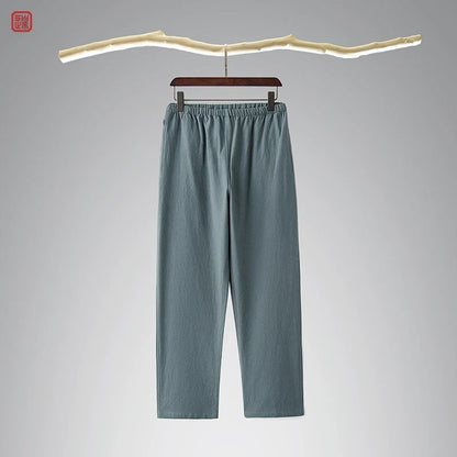 Lao Jie 老街 Old Streets Unisex Cotton & Linen Straight Leg Pants