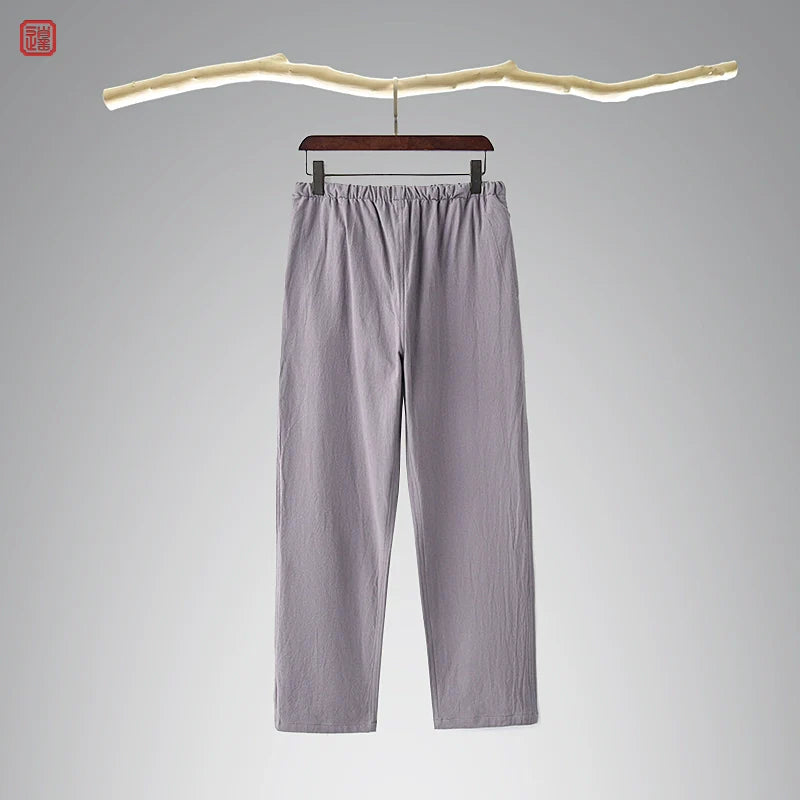 Lao Jie 老街 Old Streets Unisex Cotton & Linen Straight Leg Pants