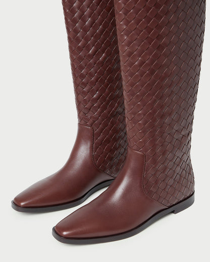 Tilly Espresso Woven Leather Boot