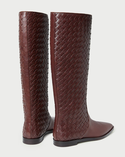 Tilly Espresso Woven Leather Boot