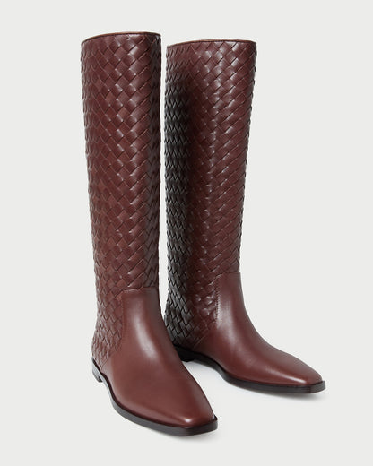 Tilly Espresso Woven Leather Boot