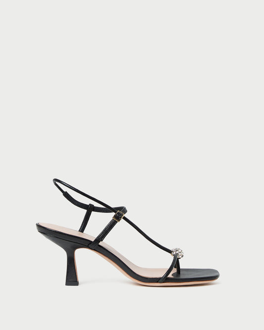 Triana Black/Crystal Mid-Heel Sandal