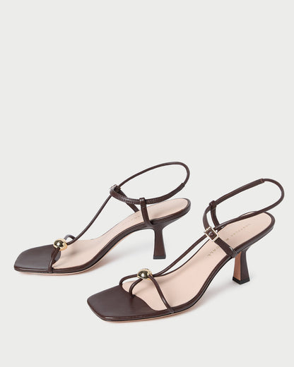 Triana Espresso Leather Mid-Heel Sandal