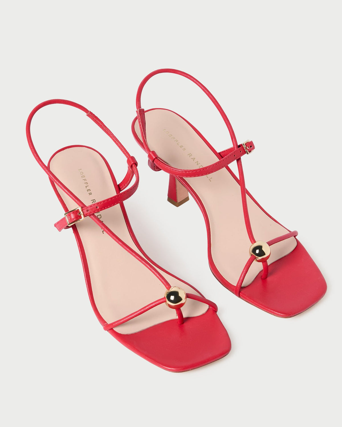 Triana Red Leather Mid-Heel Sandal