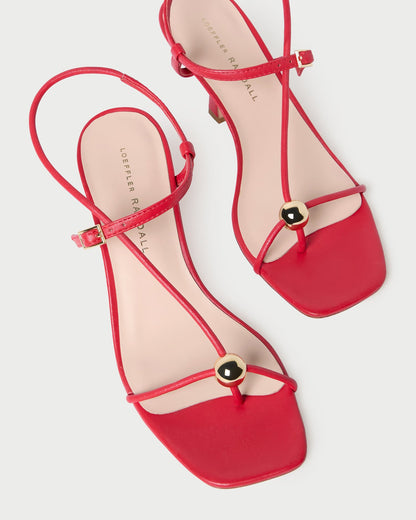 Triana Red Leather Mid-Heel Sandal
