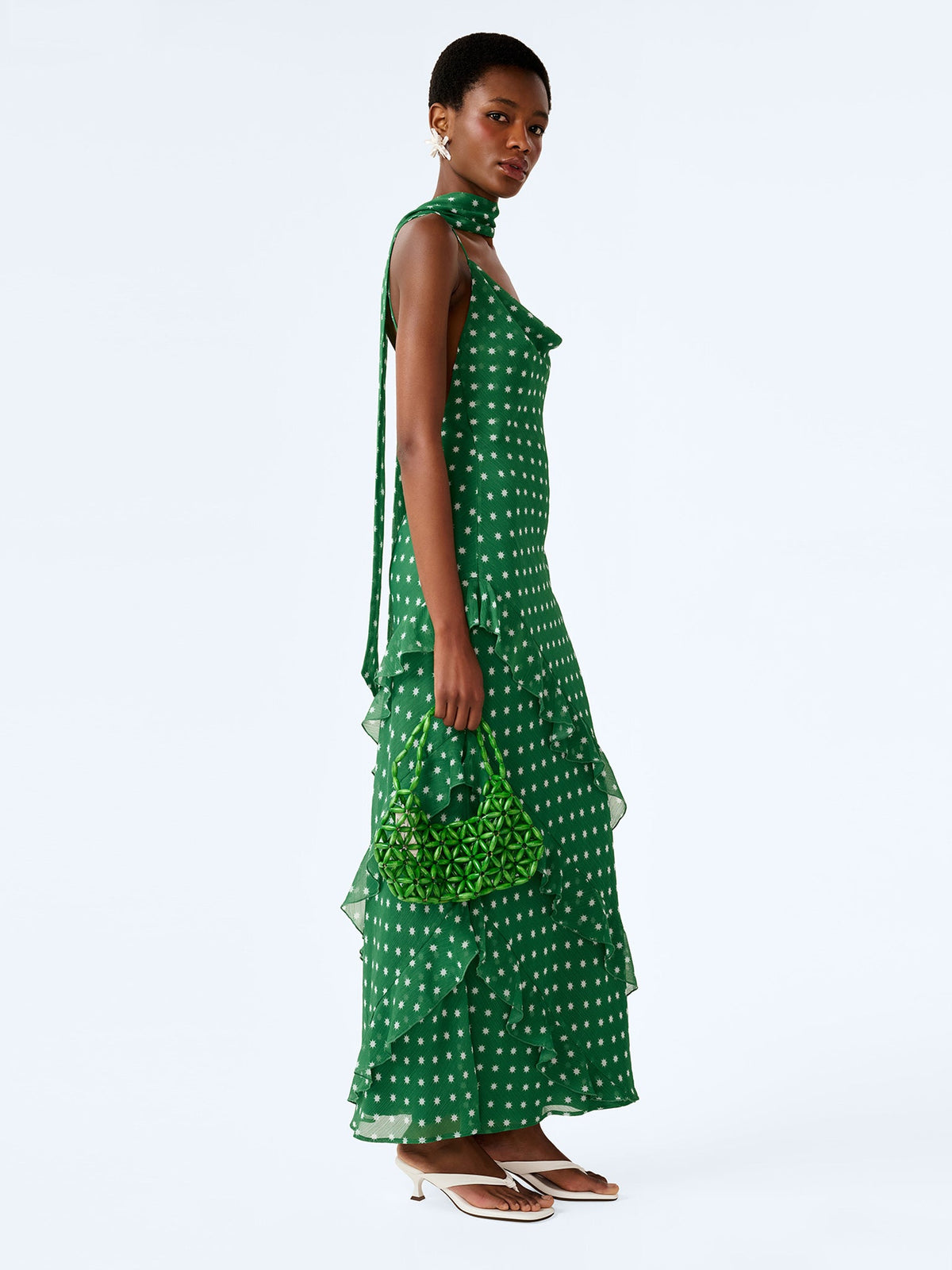 Taylor Dress in Green Starburst Print