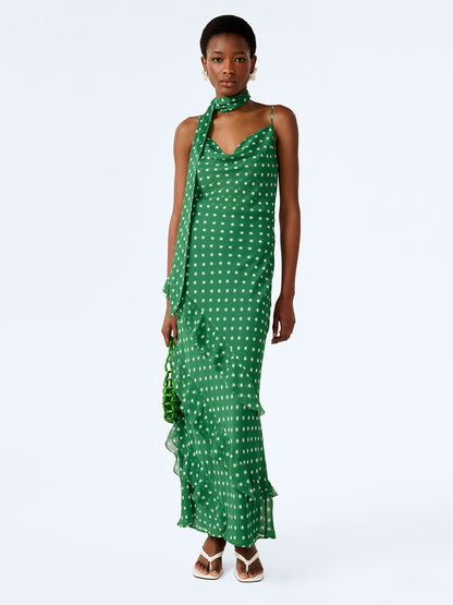 Taylor Dress in Green Starburst Print
