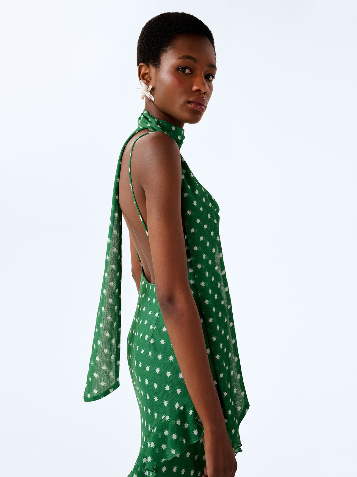 Taylor Dress in Green Starburst Print