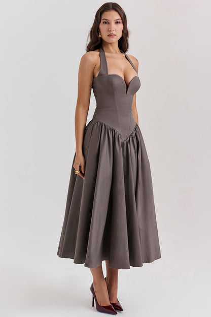 smoke halter midi dress