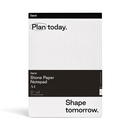 Karst A4 Stone Paper Notepad with grid pages and perforated sheets, eco-friendly writing pad for planning, notes, and productivity.