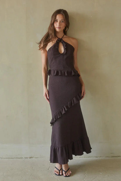 Vanita Ruffled Halter Maxi Dress