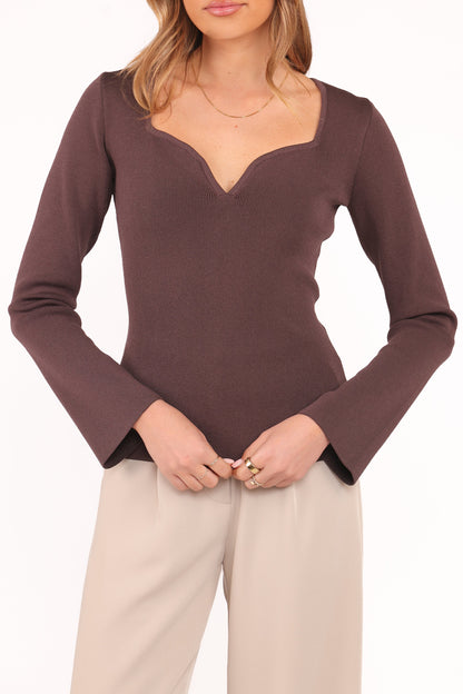 Trinity Long Sleeve Top - Chocolate Brown
