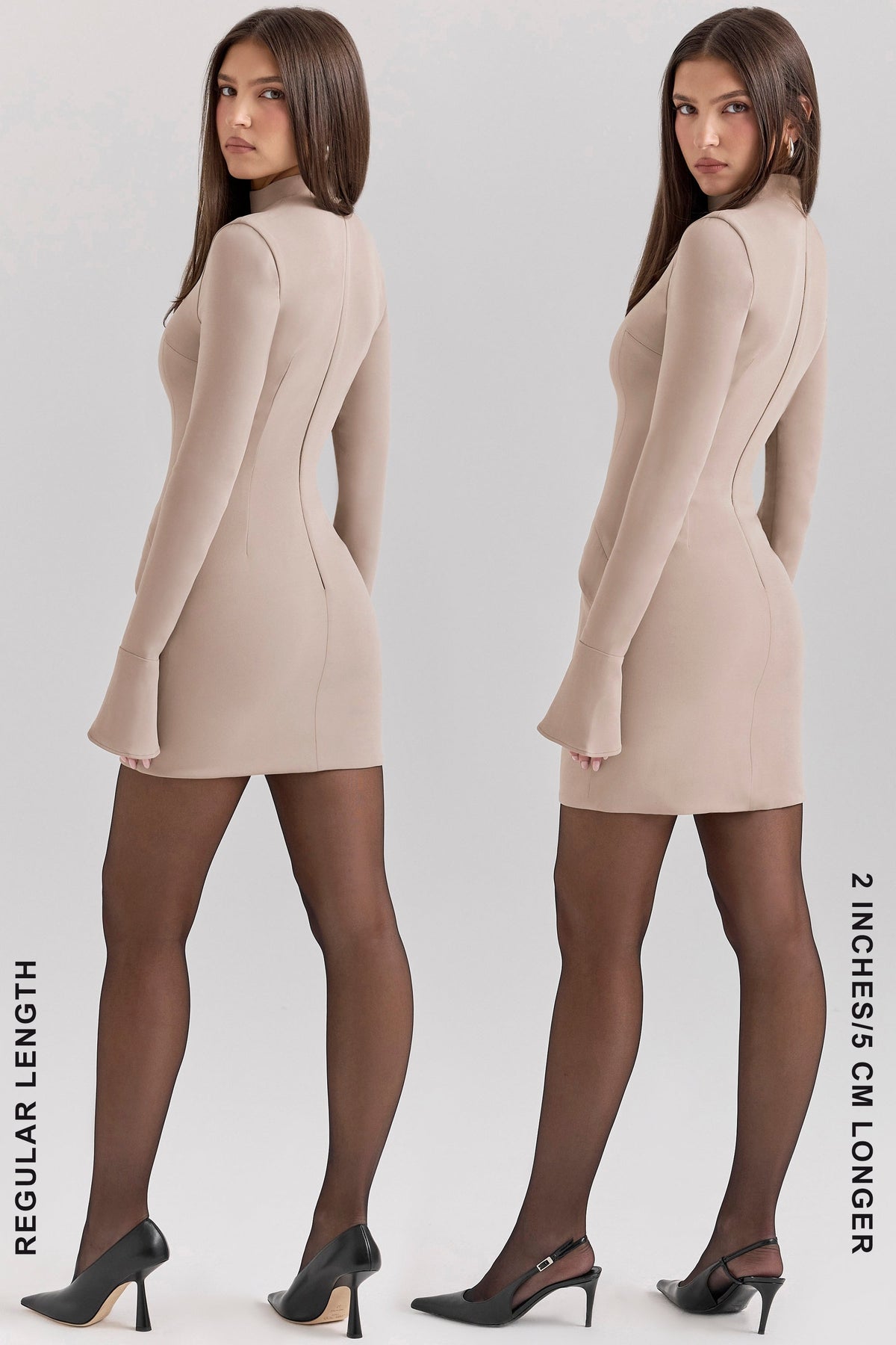 taupe long sleeve mini dress