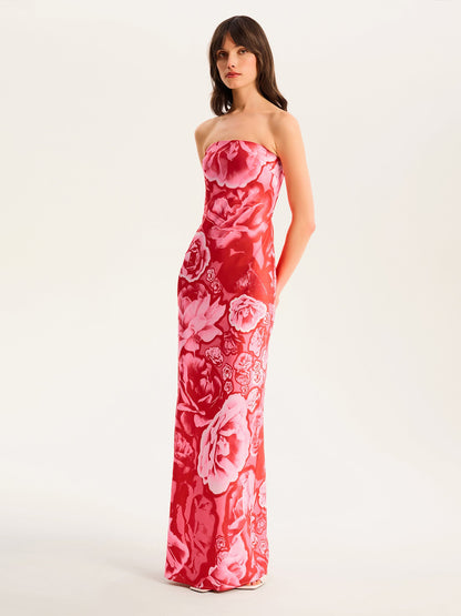 Amdra Maxi Dress in Red Floral