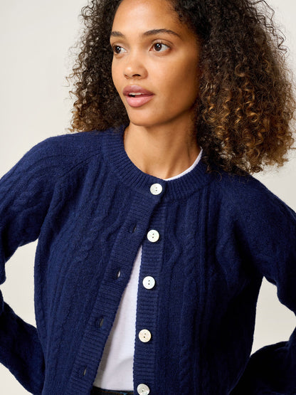 August Cable Cardigan in Navy