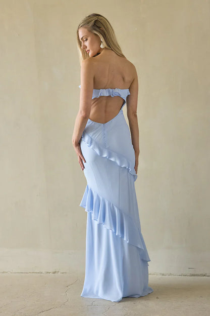 Jana Ruffle Open Back Maxi Dress
