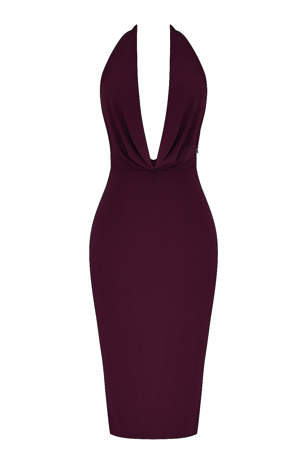 merlot draped midi dress