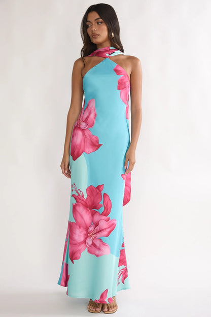 Risha Scarf Maxi Dress Lily Hot Pink
