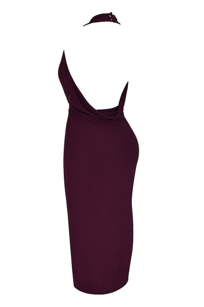 merlot draped midi dress