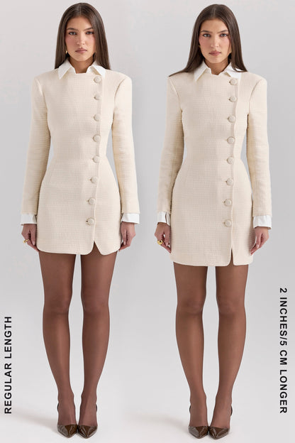 cream boucle tweed mini dress