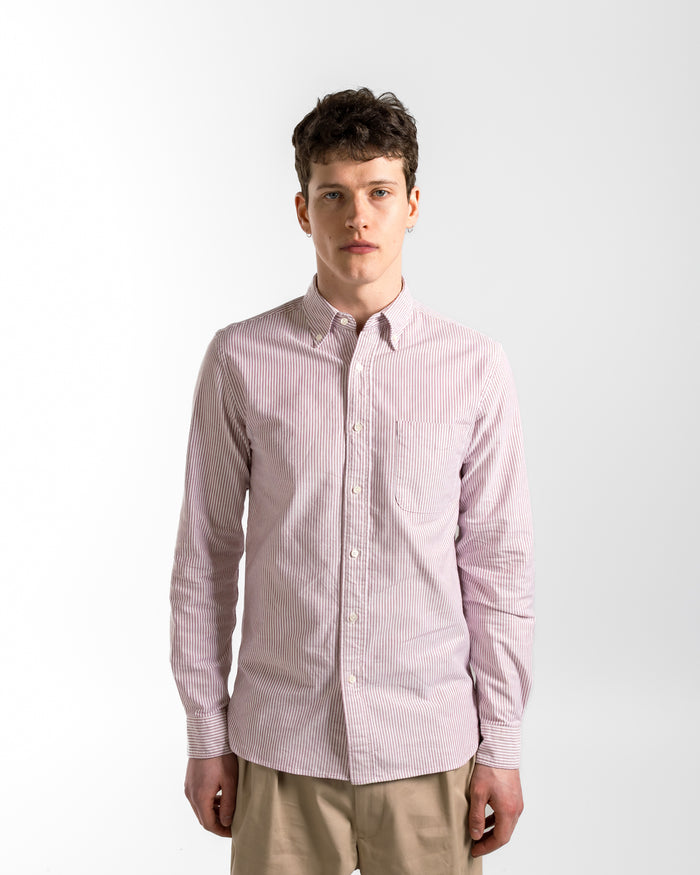 B.D. Oxford Candy Stripe Shirt - Wine
