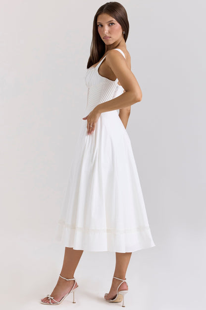 white cotton midi sundress