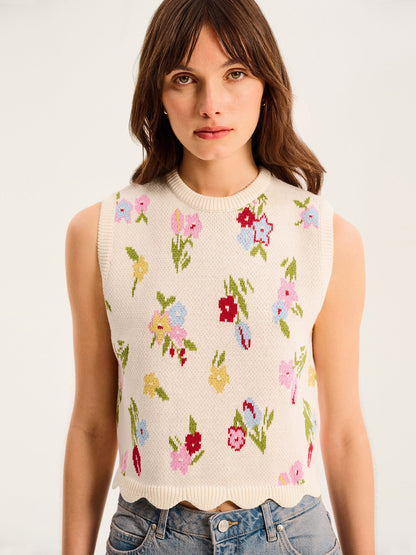 Bibi Floral Knitted Vest