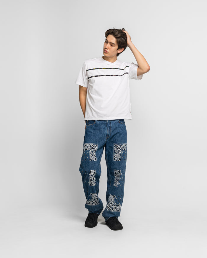 Border Patchwork T-Shirt - White