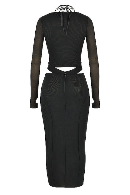 black cutout midi dress