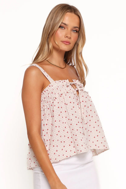 Renata Top - Red Floral