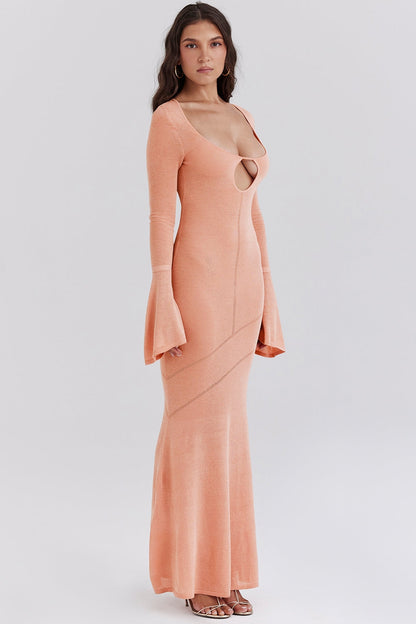 sorbet metallic knit maxi dress
