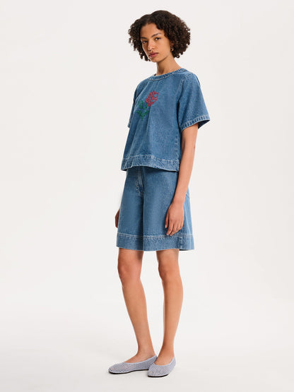 Cally Blouse in Mid Wash
