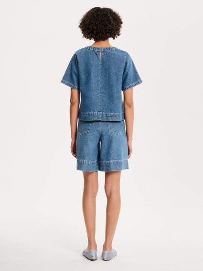 Cally Blouse in Mid Wash