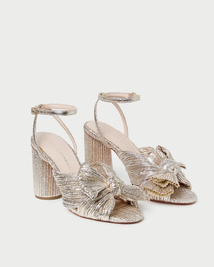 Camellia Champagne Pleated Bow Heel
