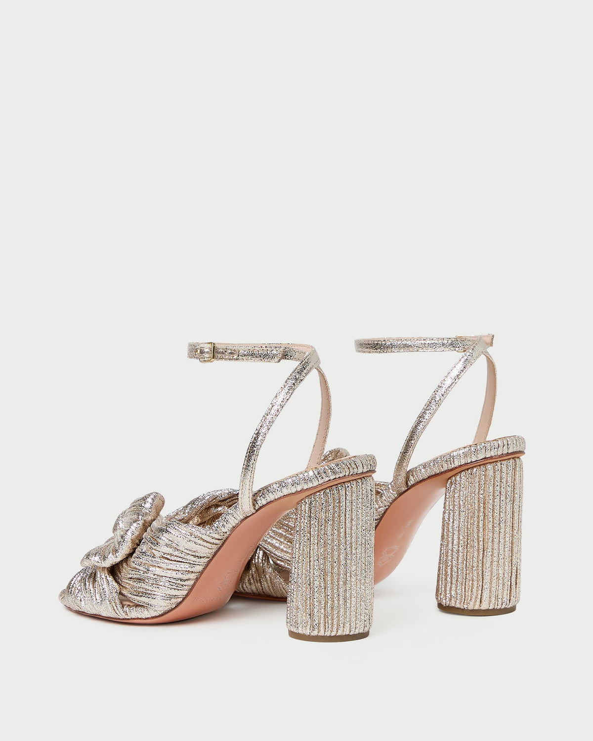 Camellia Champagne Pleated Bow Heel