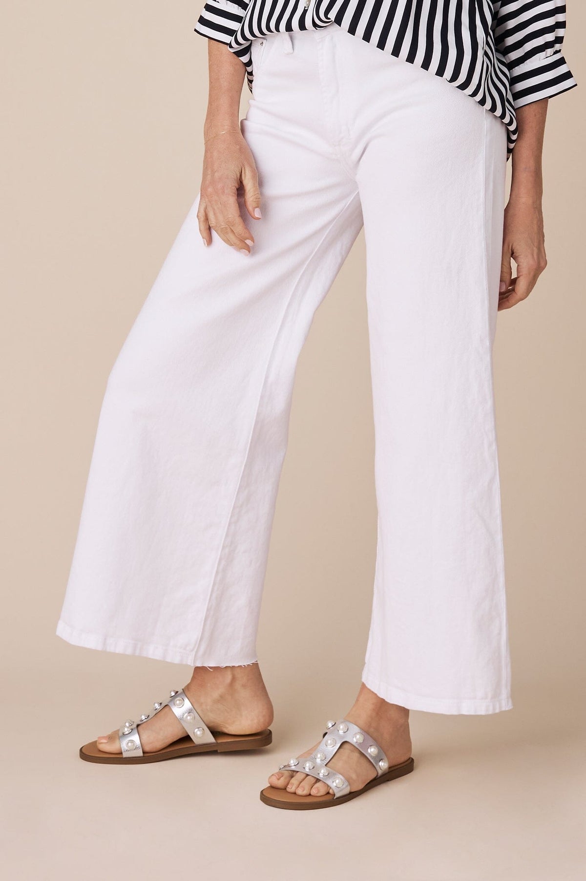 Cammy High Rise Wide Leg White Jeans