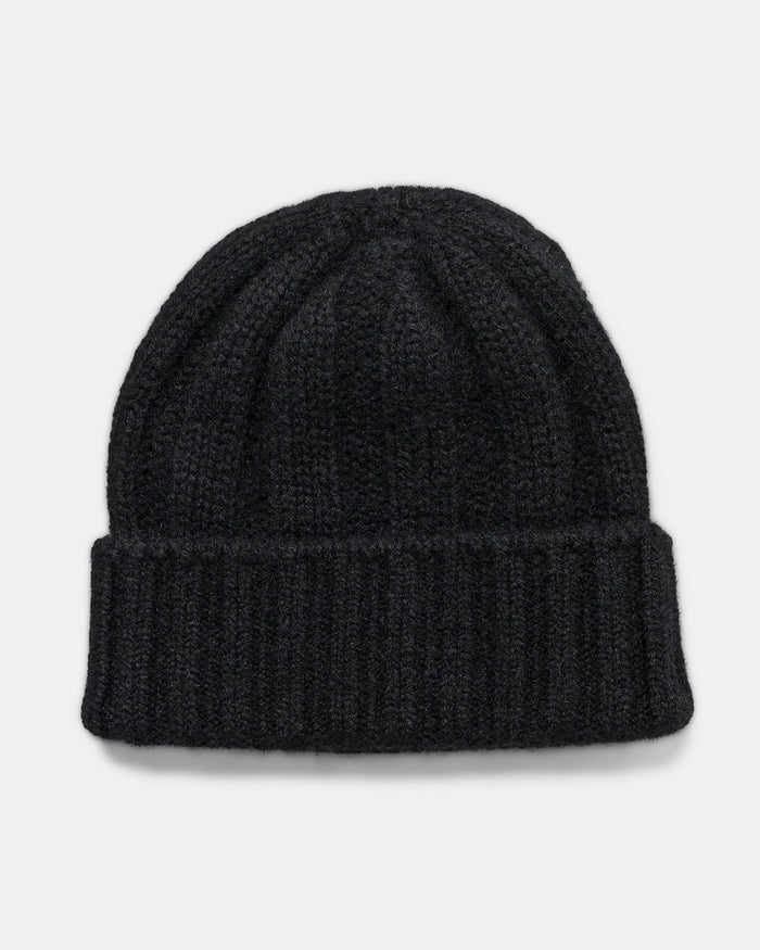 Cashmere Rib Watch Cap - Black