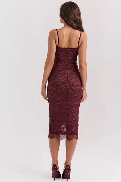 mulberry lace midi dress