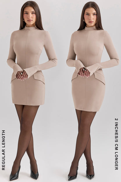 taupe long sleeve mini dress