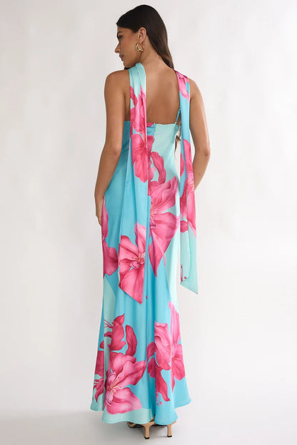 Risha Scarf Maxi Dress Lily Hot Pink