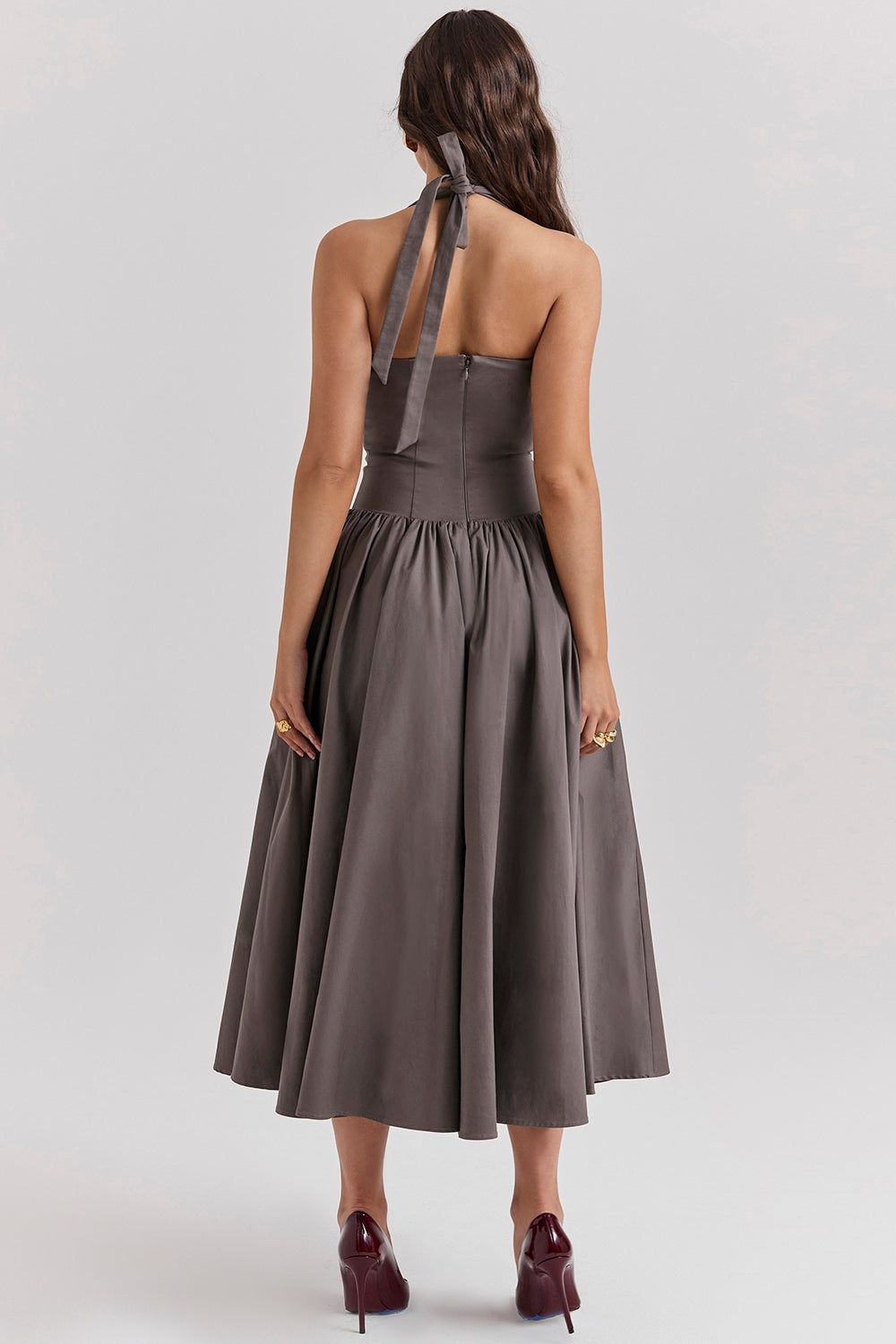 smoke halter midi dress