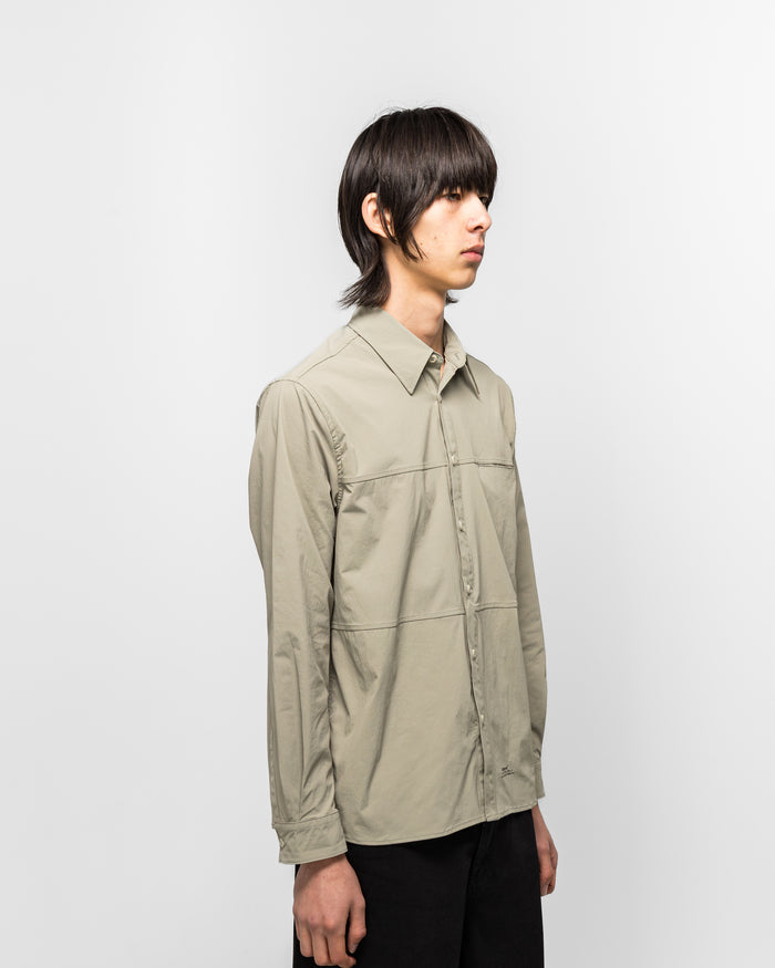 Crinkled Ripstop Panel Shirt - Sage
