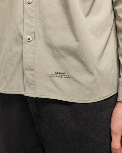 Crinkled Ripstop Panel Shirt - Sage