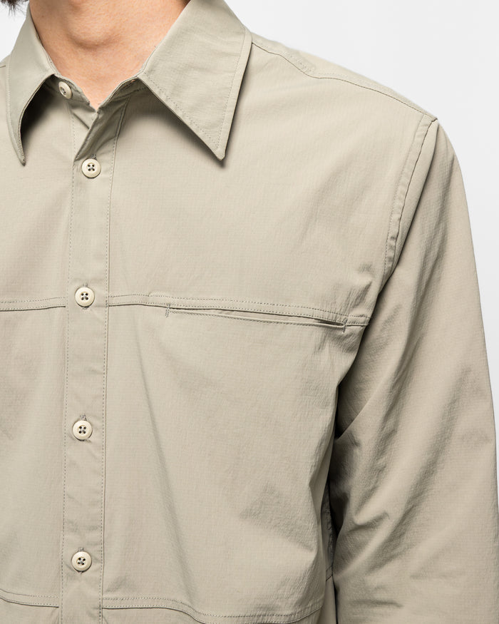 Crinkled Ripstop Panel Shirt - Sage