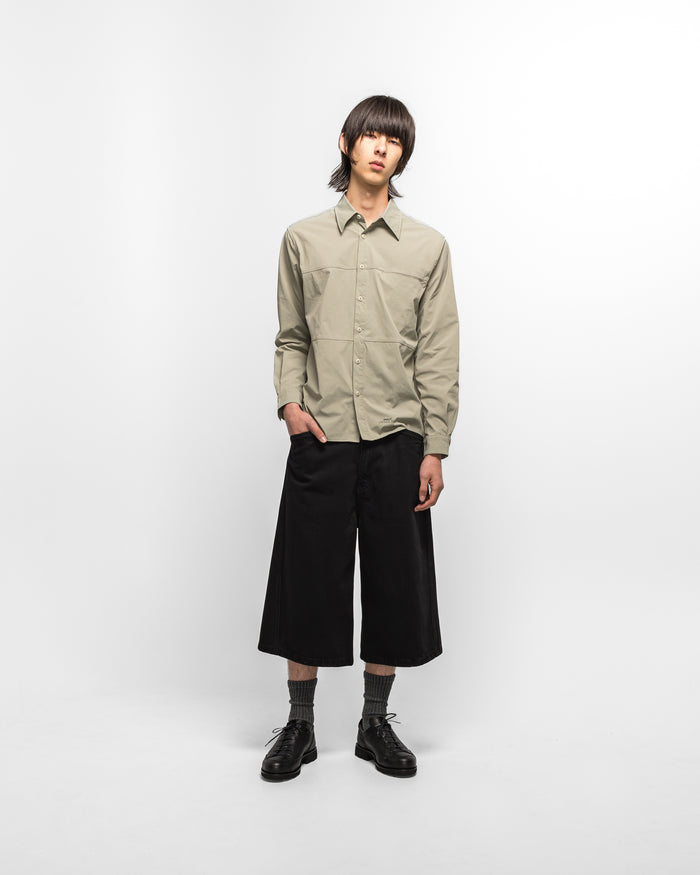 Crinkled Ripstop Panel Shirt - Sage