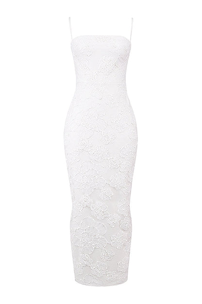 white floral lace maxi dress
